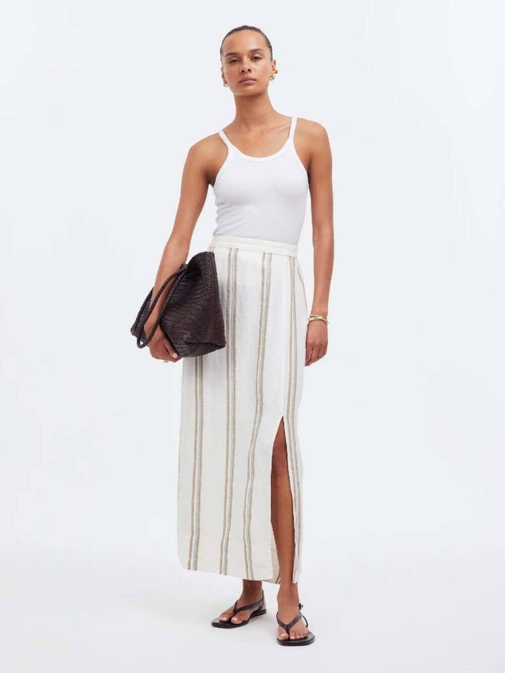 Madewell Column Maxi Skirt in 100% Linen • size small • NWT • NQ798